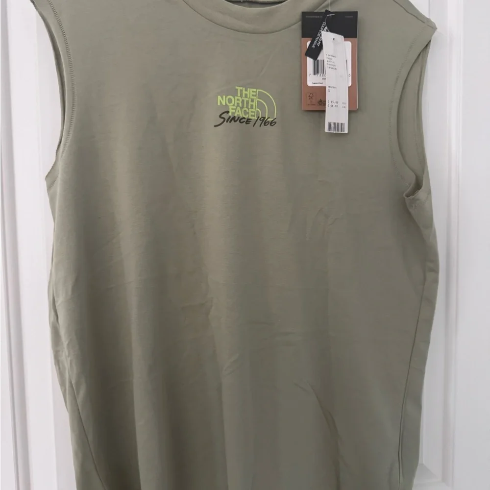 The North Face Men's Tank Top in Olive Green with Neon Logo